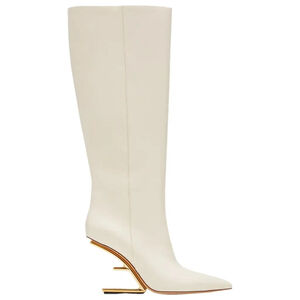 Fendi Suspended Heel Leather Riding Boots Women's Sz 9